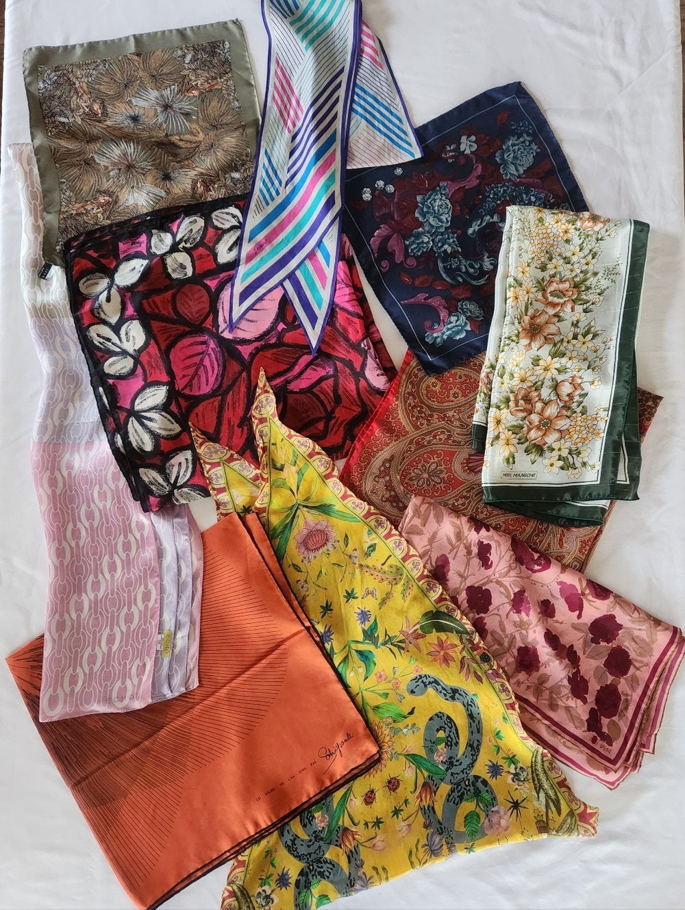 Lot Of 10 Silk Polyester Scarves